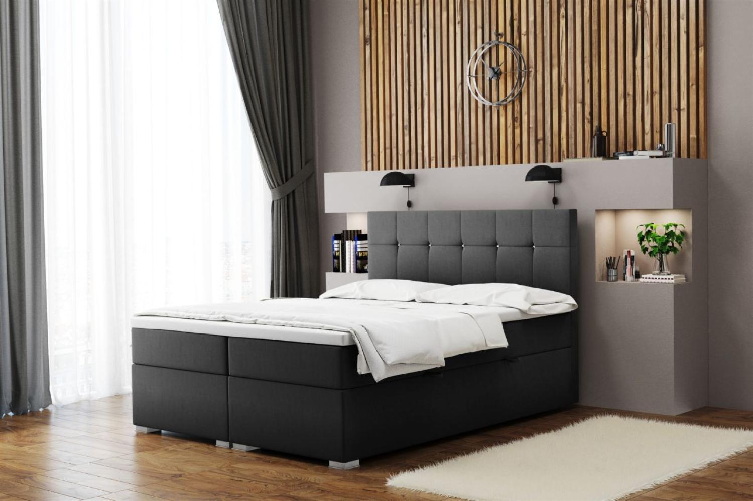 Boxspringbett Schlafzimmerbett 'ABELT', in Stoff Matt Velvet, Anthrazit, 120 x 200 cm Bild 1