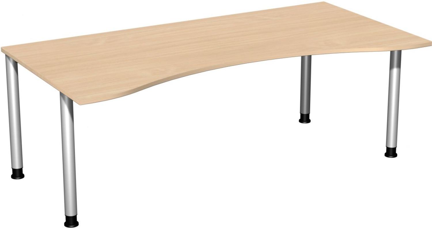 Schreibtisch '4 Fuß Flex' höhenverstellbar, 200x100cm, Buche / Silber Bild 1