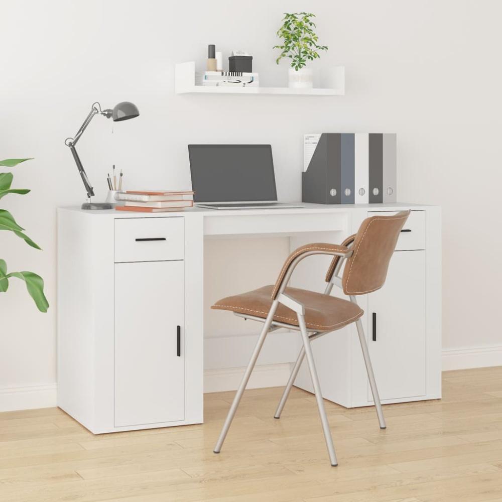 vidaXL Schreibtisch mit Stauraum Weiß Holzwerkstoff Bild 1