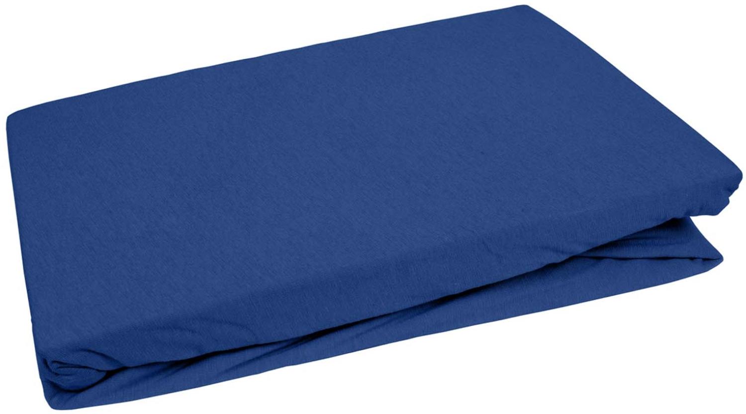 Bettwaesche-mit-Stil Jersey Spannbettlaken königsblau 90 – 100 x200cm Höhe bis 30cm Bild 1