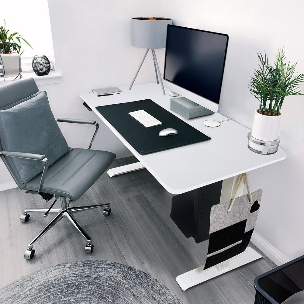 HOME DELUXE Höhenverstellbarer Schreibtisch elektrisch LUMINA mit PC-Halterung - 160 x 80 cm Weiß mit weißem Gestell Bild 1