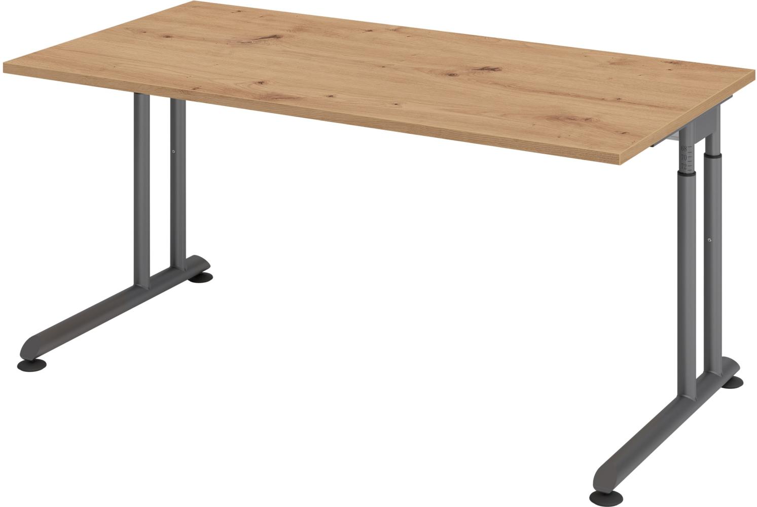 bümö® Schreibtisch Z-Serie höhenverstellbar, Tischplatte 160 x 80 cm in Asteiche, Gestell in graphit Bild 1
