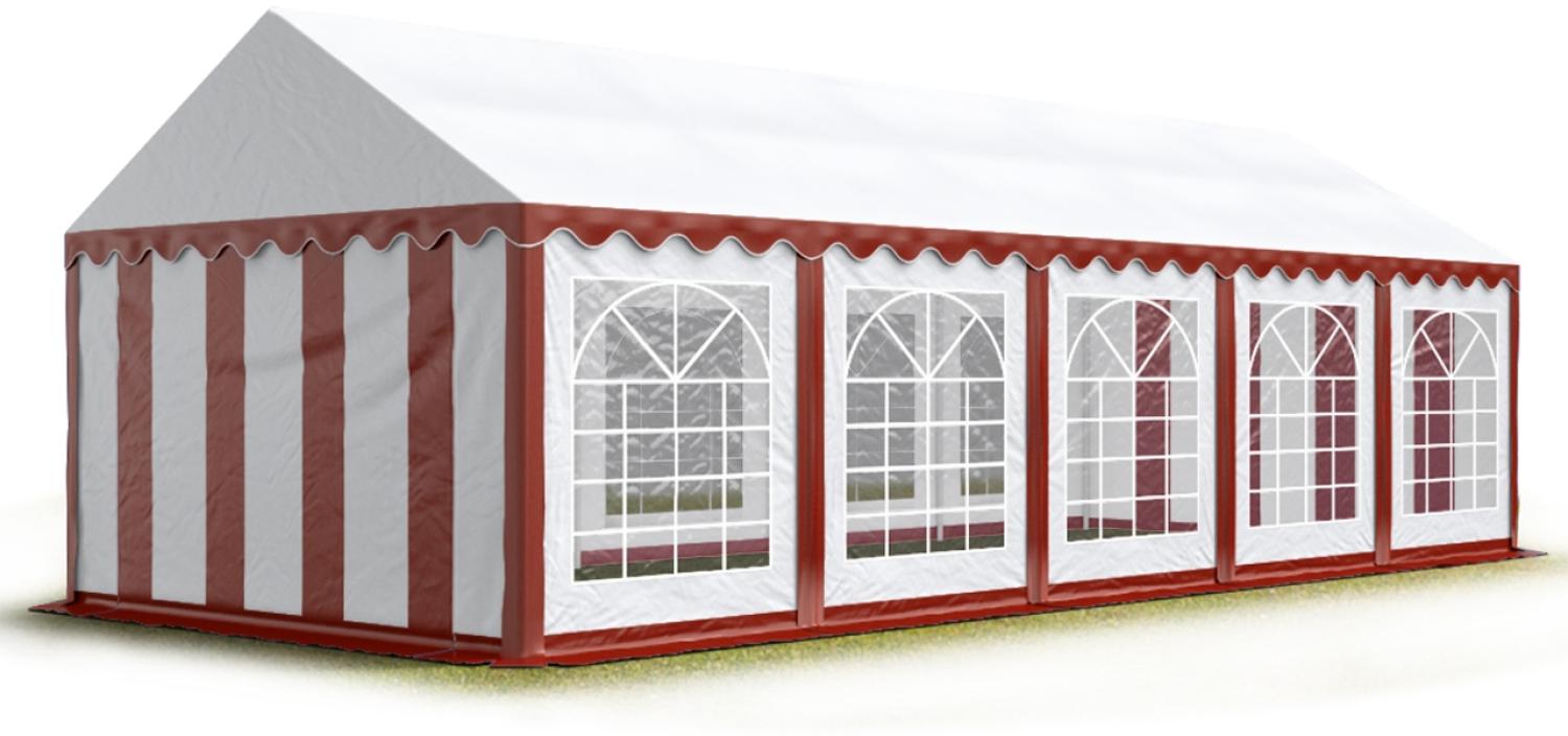 Party-Zelt Festzelt 5x10 m Garten-Pavillon -Zelt PVC Plane 700 N in rot-weiß Wasserdicht Bild 1
