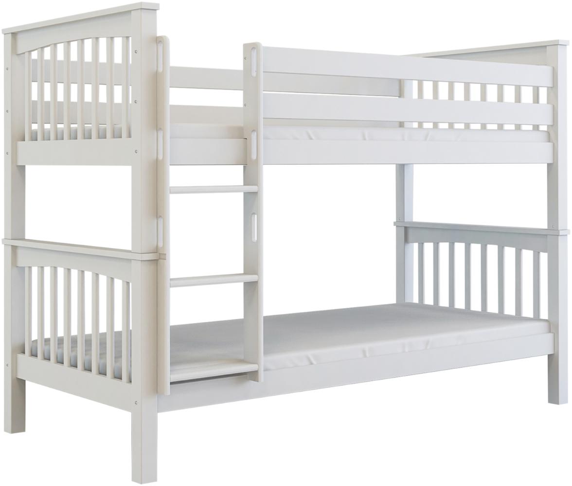 Polini-Kids 'David' Etagenbett mit 2 Bettkästen, massives Buchenholz weiß, 90 x 200 cm Bild 1