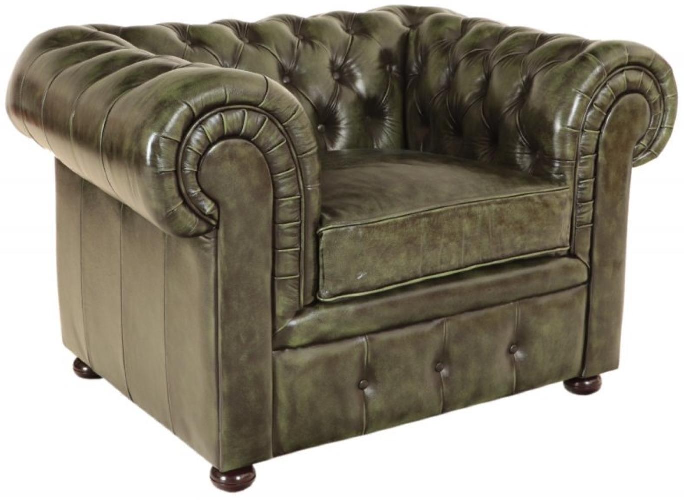 Einsitzer-Sofa Chesterfield Comfort aus echtem Rindsleder Green Bild 1