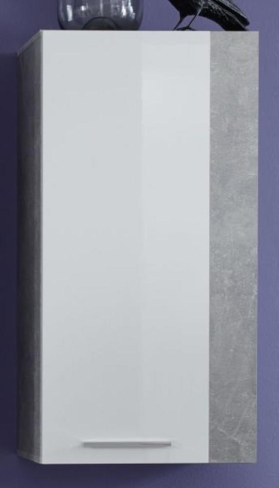 Hängeschrank Rock in weiß Hochglanz und Stone grau 52 x 103 cm Wohnzimmer Bild 1