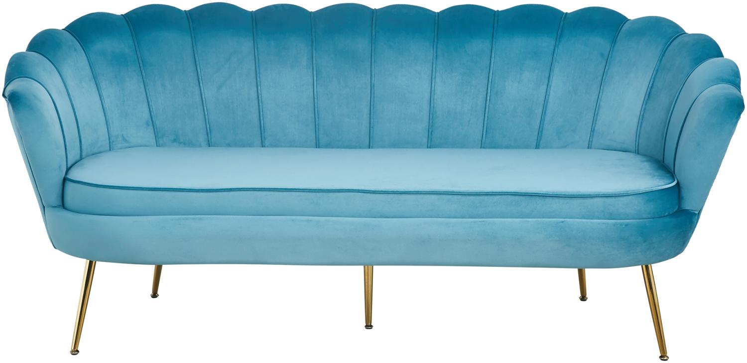 Muschelsofa 3-Sitzer Samt Blau Couch Sofa Lounge Couchgarnitur Polstersofa Bild 1