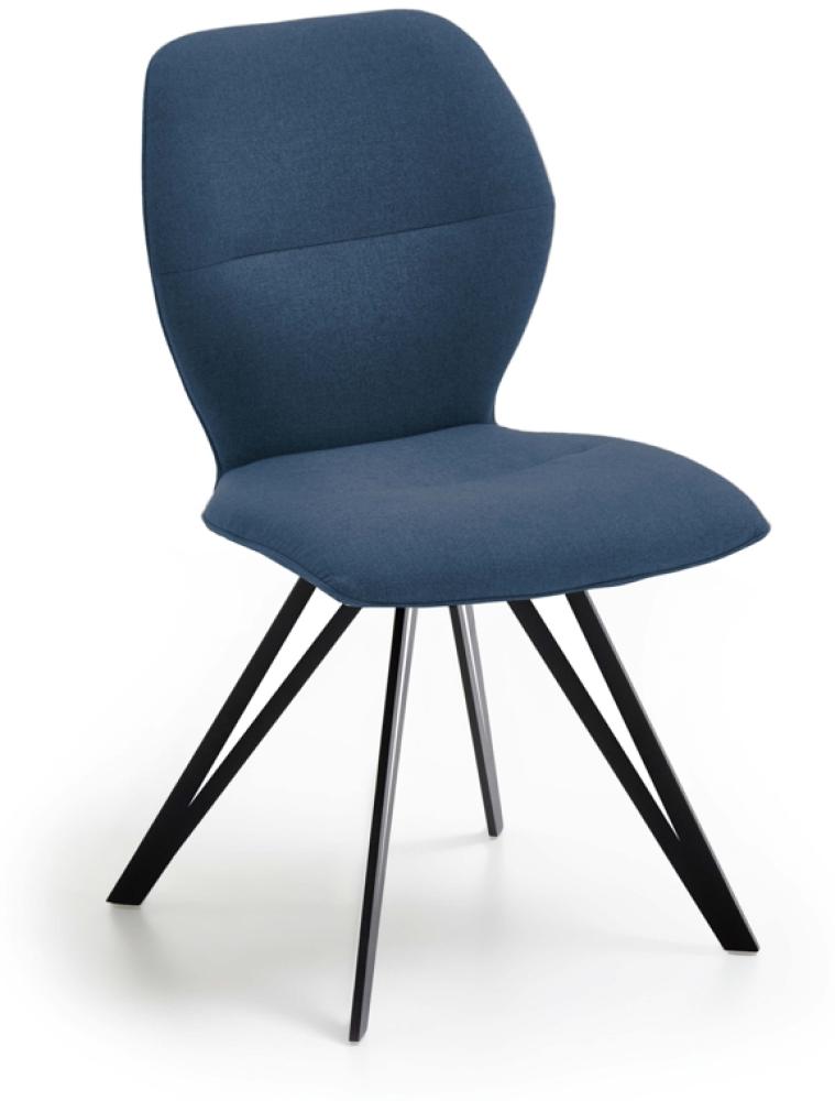 Niehoff Sitzmöbel Merlot Design-Stuhl Stativgestell Eisen Schwarz Stoff Venice 180° Drehbar Blue Bild 1