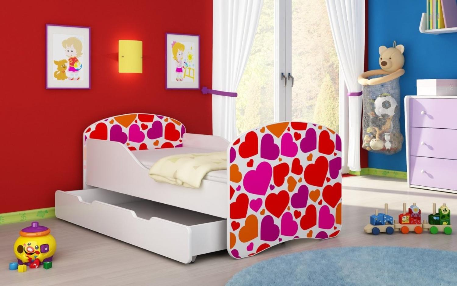Kinderbett Luna mit Stauraum und verschiedenen Motiven 180x80 Hearts Bild 1
