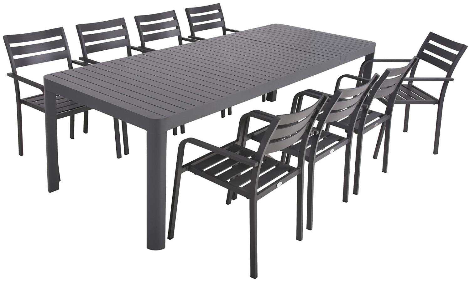 Tischgruppe AMIRA Set 03 9-tlg Garten Sitzgruppe Outdoor Grau Metall Möbel Bild 1