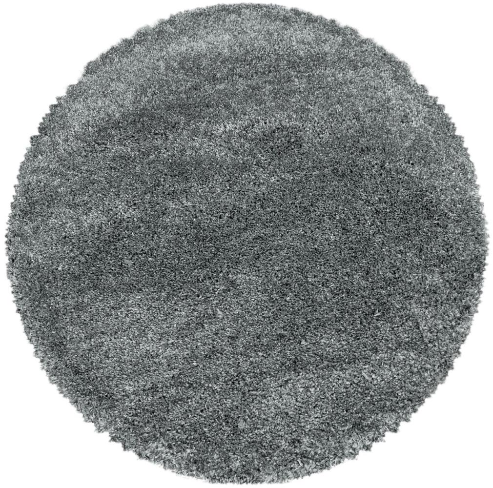 Hochflor Teppich Francesca rund - 200 cm Durchmesser - Hellgrau Bild 1