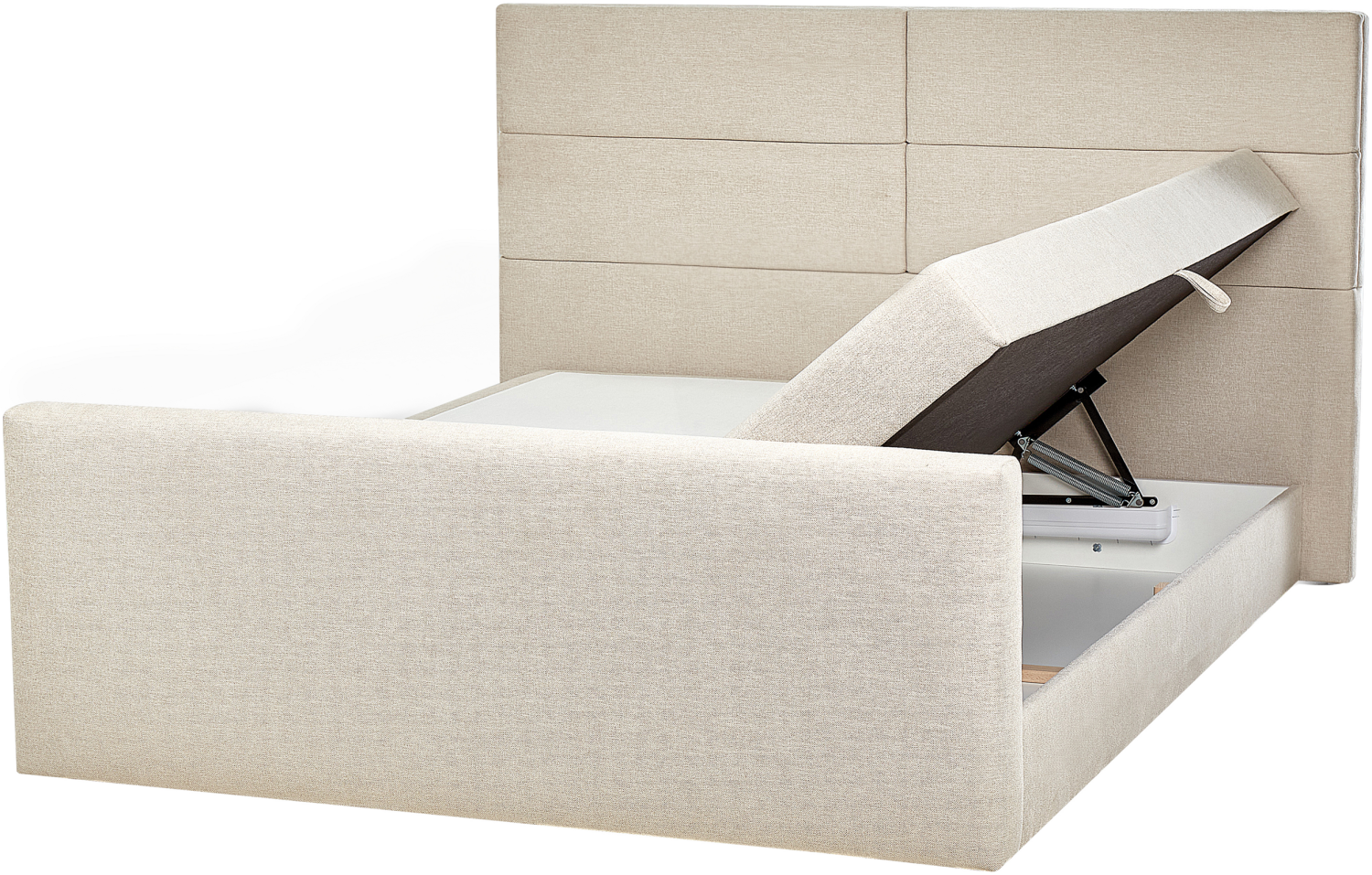 Boxspringbett Polsterbezug hellbeige mit Bettkasten hochklappbar 180 x 200 cm ARISTOCRAT Bild 1
