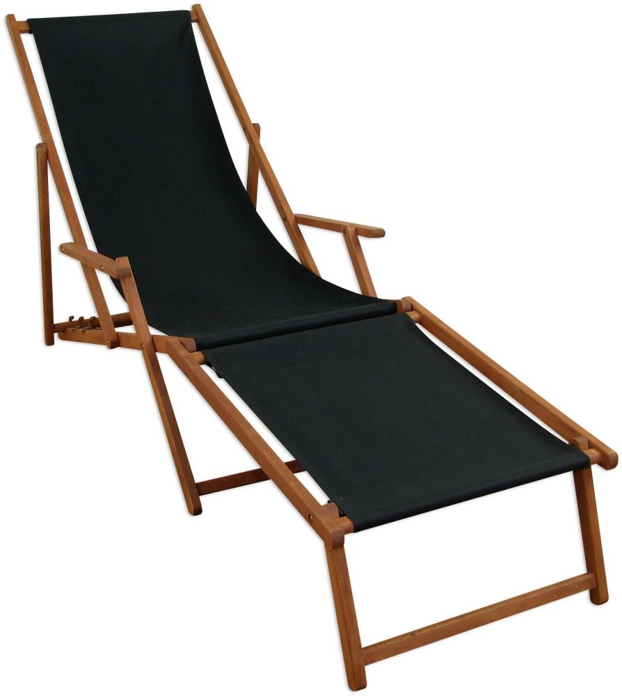 Liegestuhl schwarz Sonnenliege Fußteil Gartenliege Holz Deckchair Strandstuhl Gartenmöbel 10-305 F Bild 1