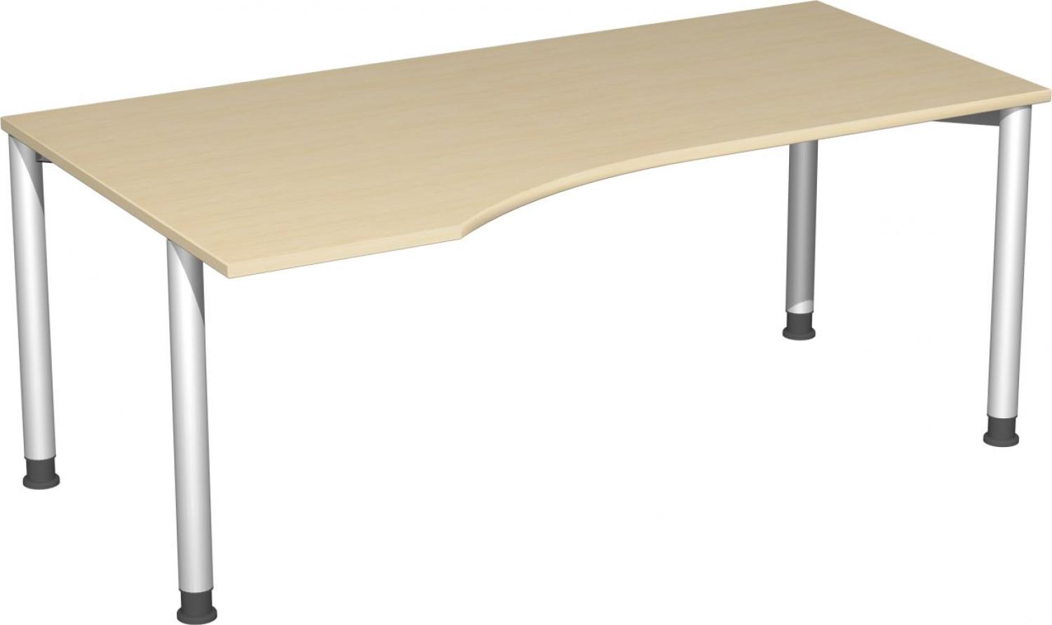 PC-Schreibtisch '4 Fuß Flex' links, höhenverstellbar, 180x100cm, Ahorn / Silber Bild 1