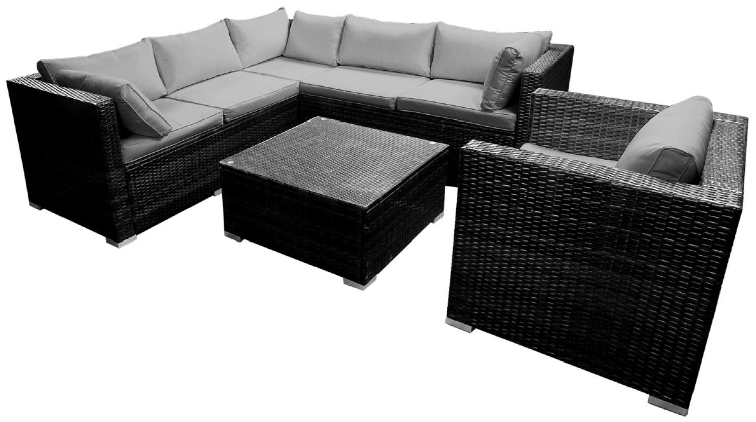 BRAST Gartenmöbel Lounge Sofa Couch Set Harmony Schwarz Poly-Rattan für 5 Personen Bild 1