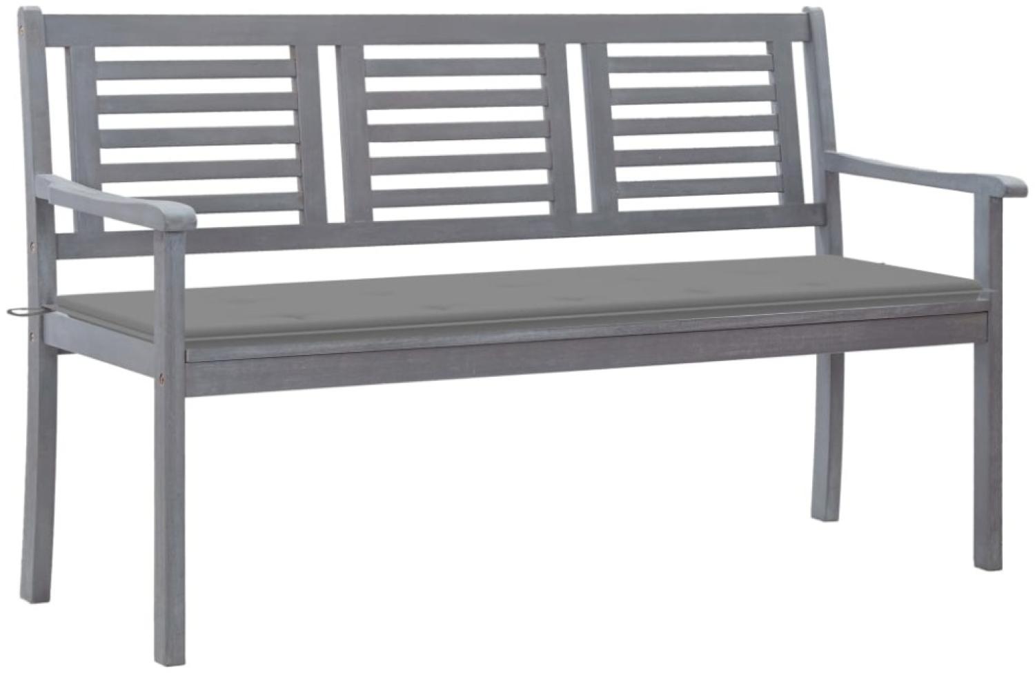vidaXL 3-Sitzer-Gartenbank mit Auflage 150 cm Grau Eukalyptusholz Bild 1