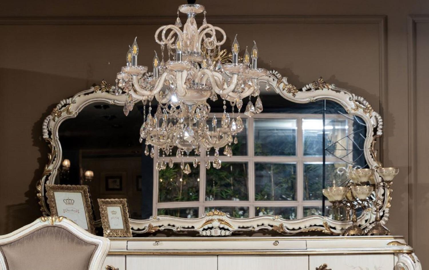 Casa Padrino Luxus Barock Spiegel Cremefarben / Weiß / Gold - Prunkvoller Massivholz Wandspiegel im Barockstil - Barock Möbel Bild 1
