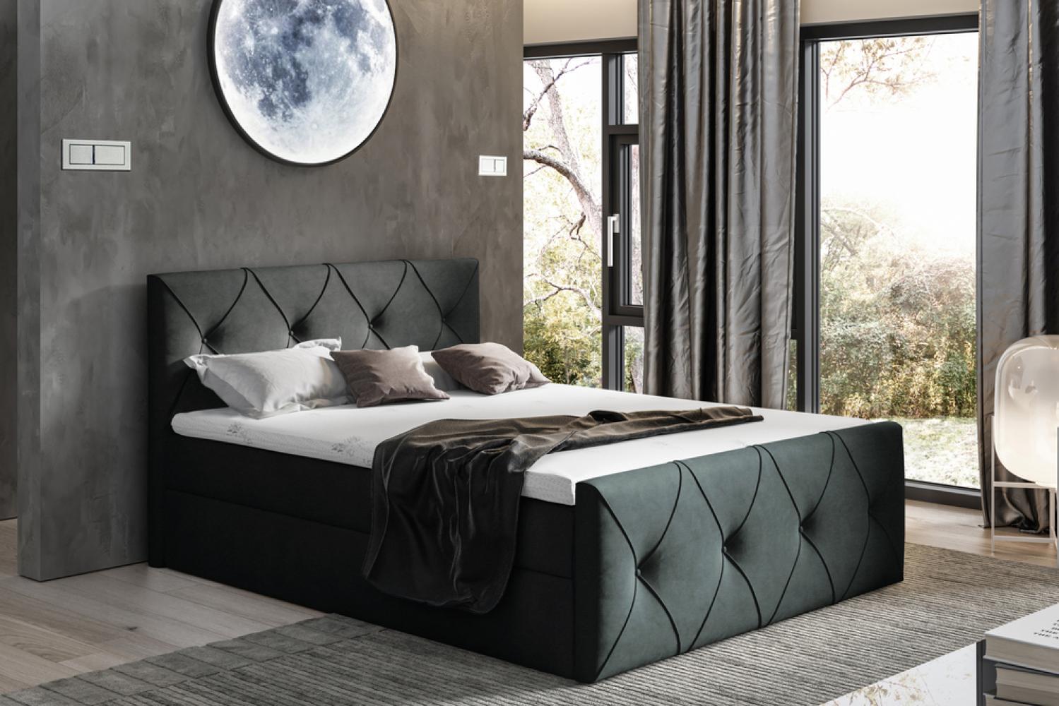 Stylefy 'Arian Lux' Boxspringbett, Velours  Schwarz 180 x 200 cm Bild 1