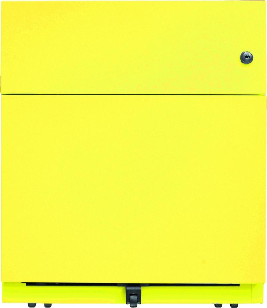 Rollcontainer Note™ mit Griffleiste, 1 Universalschublade, 1 HR-Schublade, Farbe zinkgelb Bild 1