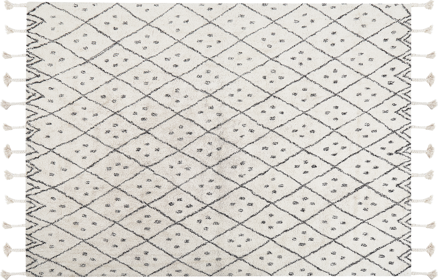 Teppich Baumwolle weiß schwarz 140 x 200 cm cm Kurzflor AGADIR Bild 1