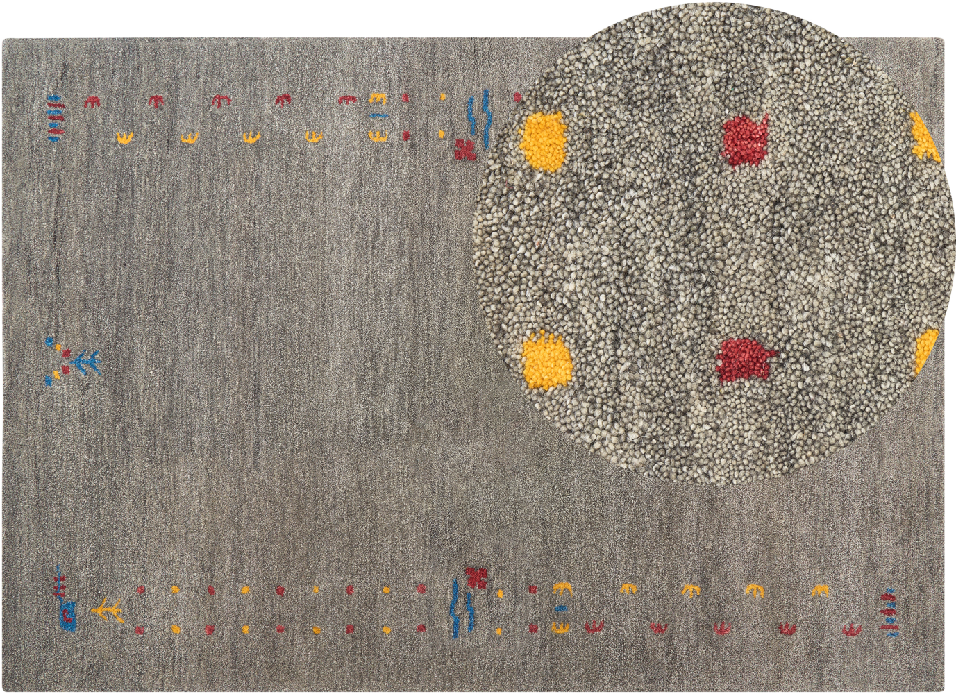 Gabbeh Teppich Wolle grau 160 x 230 cm Hochflor SEYMEN Bild 1