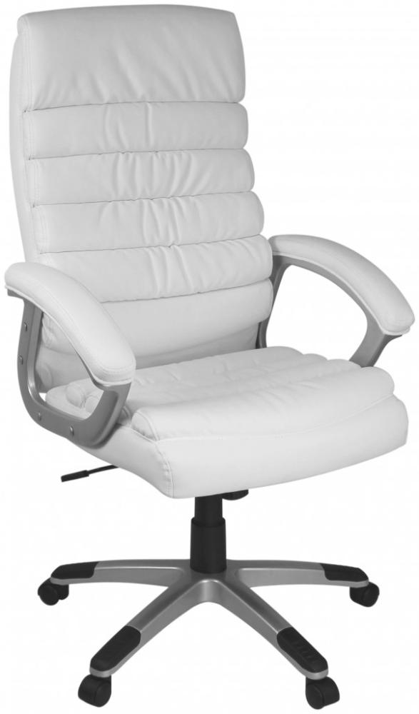 KADIMA DESIGN Bürostuhl LIRI Kunstleder - Ergonomischer Schreibtischstuhl mit hoher Rückenlehne, Wippmechanismus und Lendenwirbelstütze. Farbe: Weiß Bild 1