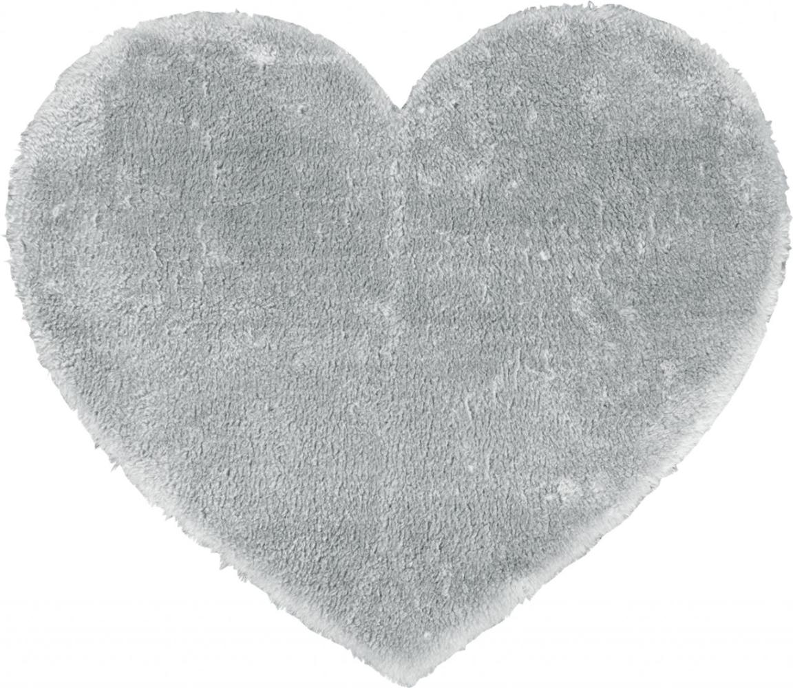 Kunstfellteppich Lambskin Herz, hellgrau, 70 x 80 cm Bild 1