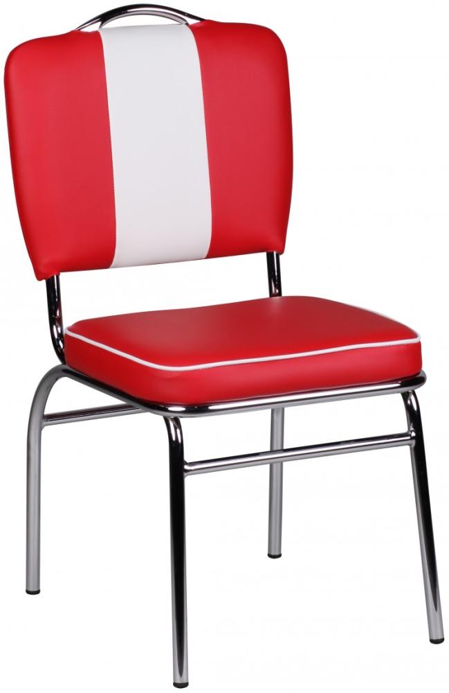 KADIMA DESIGN Retro Esszimmerstuhl im 50er-Jahre Diner Style - Bequemer Sitz und stylische Optik in einem praktischen Möbelstück. Farbe: Rot Bild 1