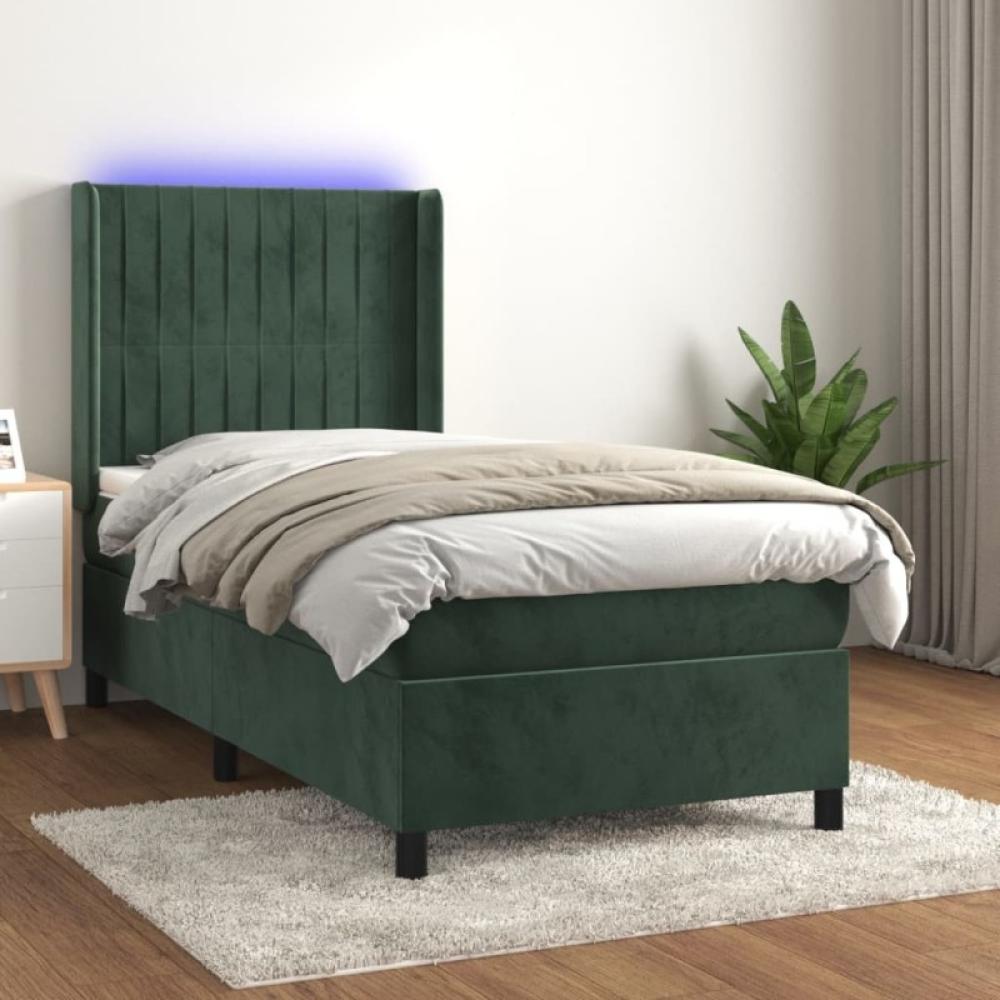 Boxspringbett mit Matratze & LED Dunkelgrün 80x200 cm Samt (Farbe: Grün) Bild 1