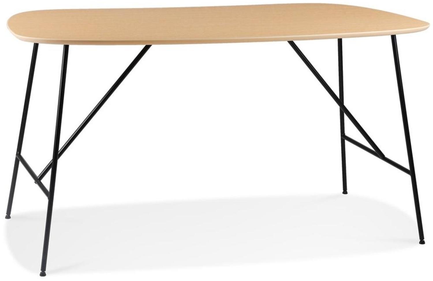 Vielseitiger Ess-/Schreibtisch aus Eichenholz, Robuste Metallstruktur, 142,5 x 74 x 75 cm - "TOLARO" Kollektion. Farbe: Beige. Größe: 142,5x74x75 cm Bild 1