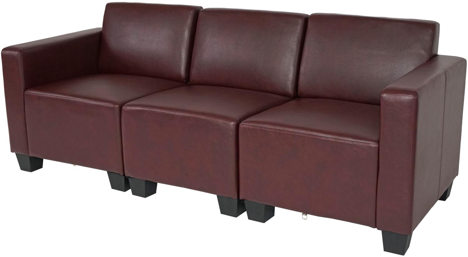 Modular 3-Sitzer Sofa Couch Lyon, Kunstleder ~ rot-braun Bild 1