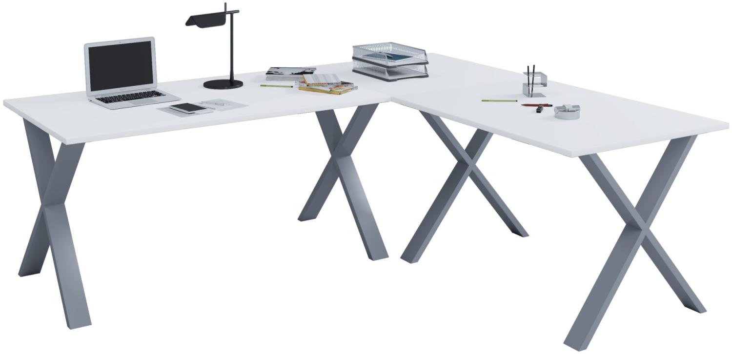 Eckschreibtisch Computer Schreibtisch Arbeitstisch PC Tisch Bürotisch weiß Bild 1