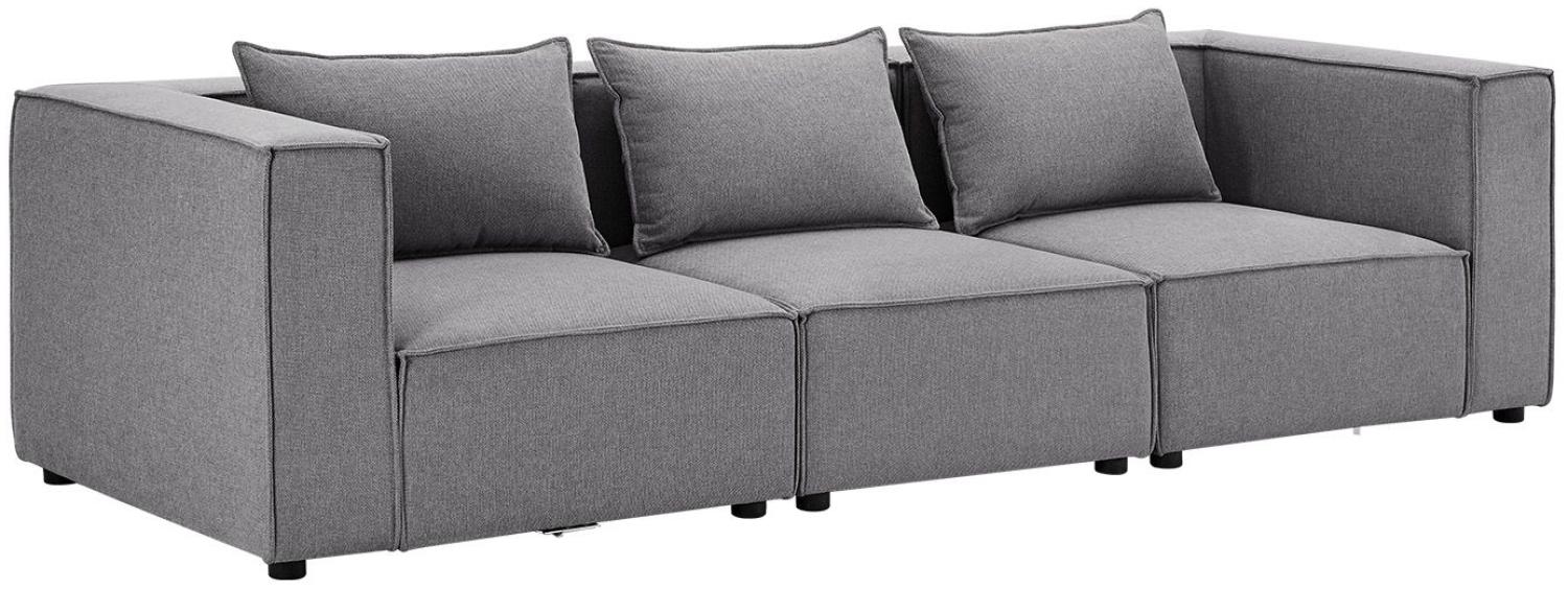 Juskys modulares Sofa Domas M - Couch für Wohnzimmer - 3 Sitzer mit Armlehnen & Kissen - 130 kg belastbar pro Sitz - Möbel Garnitur Stoff Dunkelgrau Bild 1