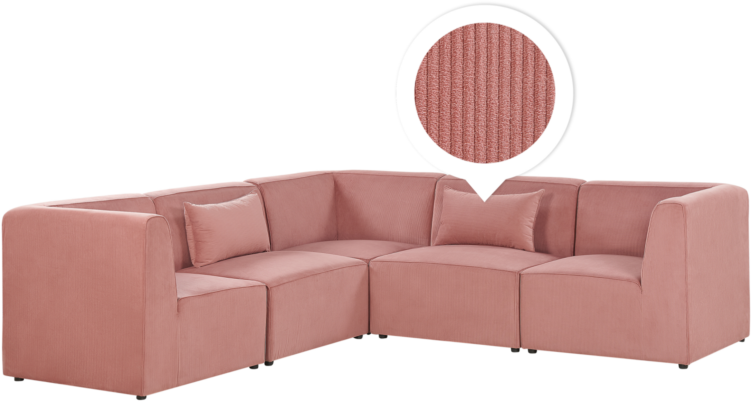 Ecksofa Cord rosa rechtsseitig 5-Sitzer LEMVIG Bild 1