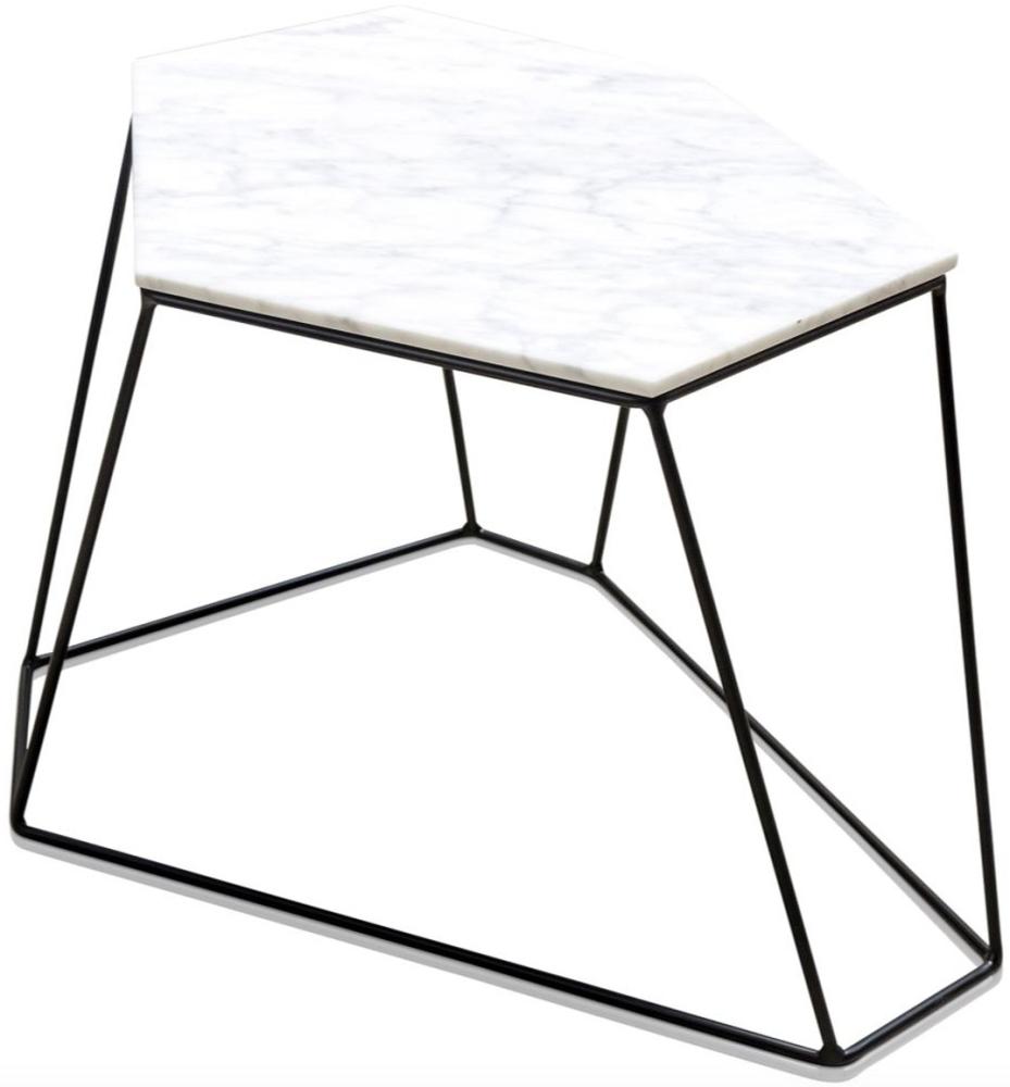 Casa Padrino Designer Couchtisch Weiß / Schwarz 64 x 48 x H. 40 cm - Luxus Wohnzimmertisch mit Marmorplatte Bild 1