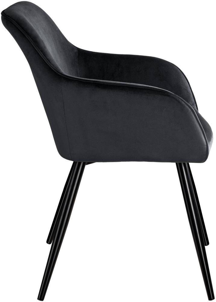 8er Set Stuhl Marilyn Samtoptik, schwarze Stuhlbeine - schwarz Bild 1