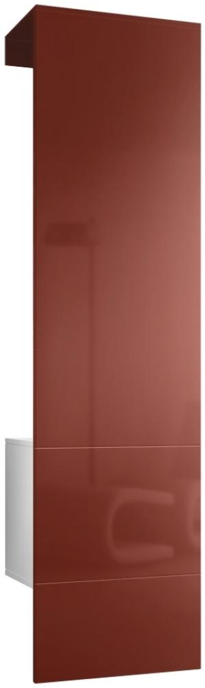 Vladon Garderobe Carlton Set 5, Garderobenset bestehend aus 1 Garderobenpaneel mit integrierter Tür und 1 Kleiderstange, Weiß matt/Bordeaux Hochglanz (52 x 193 x 35 cm) Bild 1