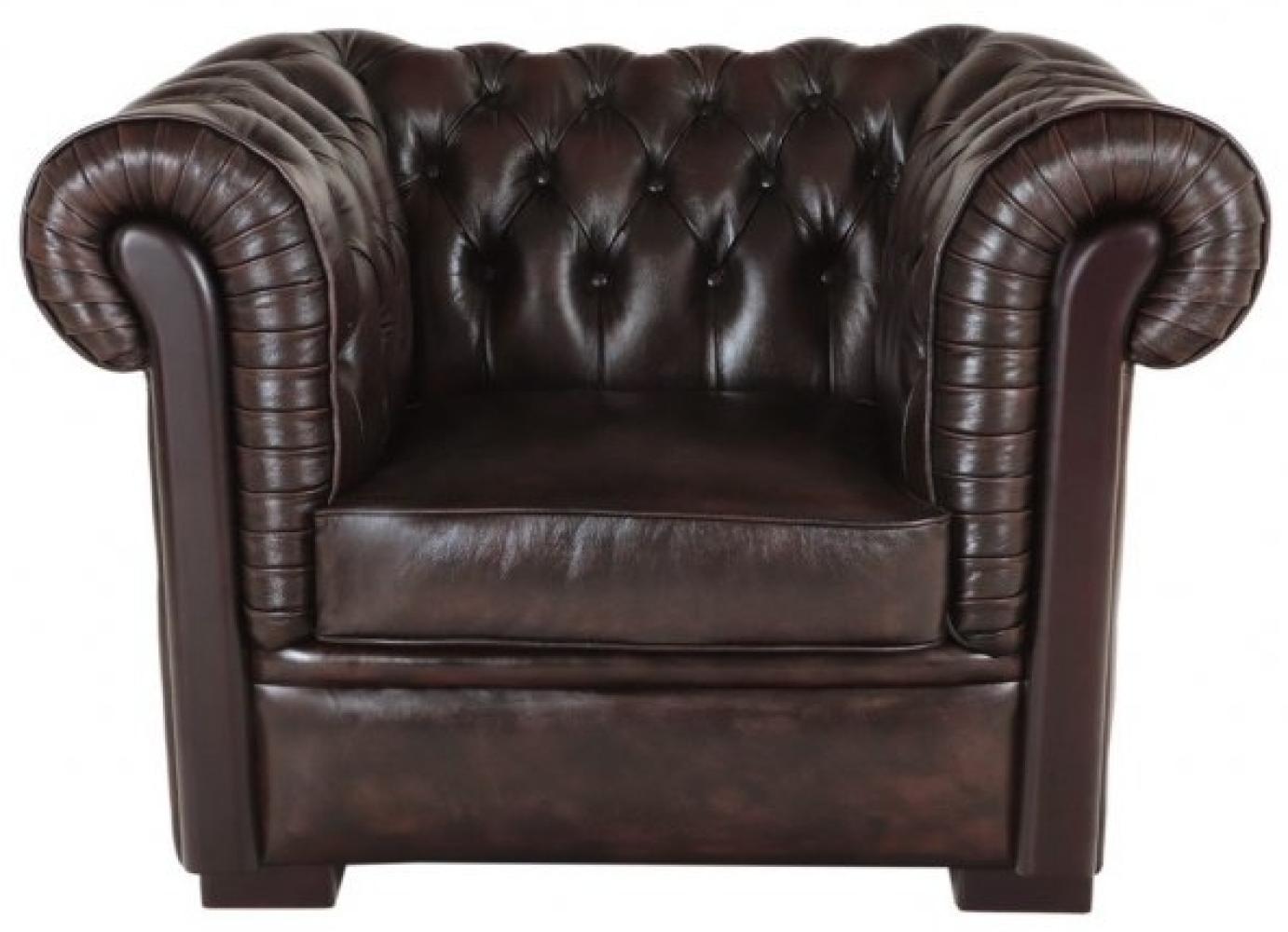 Einsitzer-Sofa Chesterfield Tiffy aus echtem Rindsleder Braun Bild 1