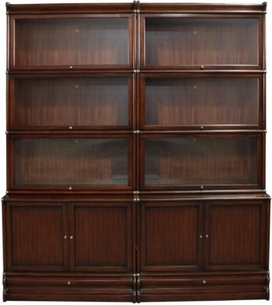 Casa Padrino Luxus Mahagoni Bücherschrank mit 10 Türen und 2 Schubladen Dunkelbraun 172 x 47 x H. 234 cm - Luxus Büromöbel Bild 1
