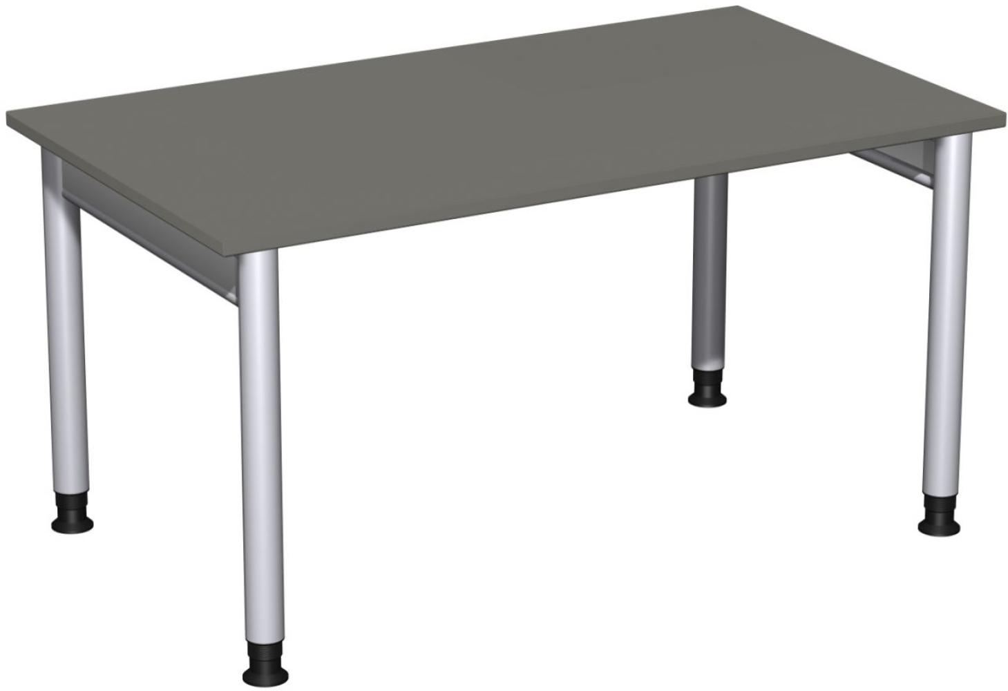 Schreibtisch '4 Fuß Pro' höhenverstellbar, 140x80cm, Graphit / Silber Bild 1