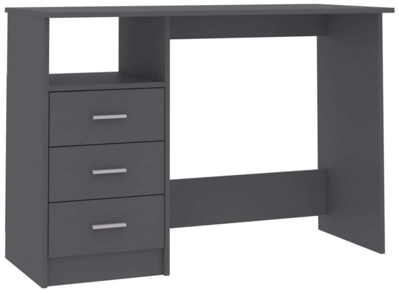 Schreibtisch mit Schubladen, Spanplatte Grau, 110 × 50 × 76 cm Bild 1