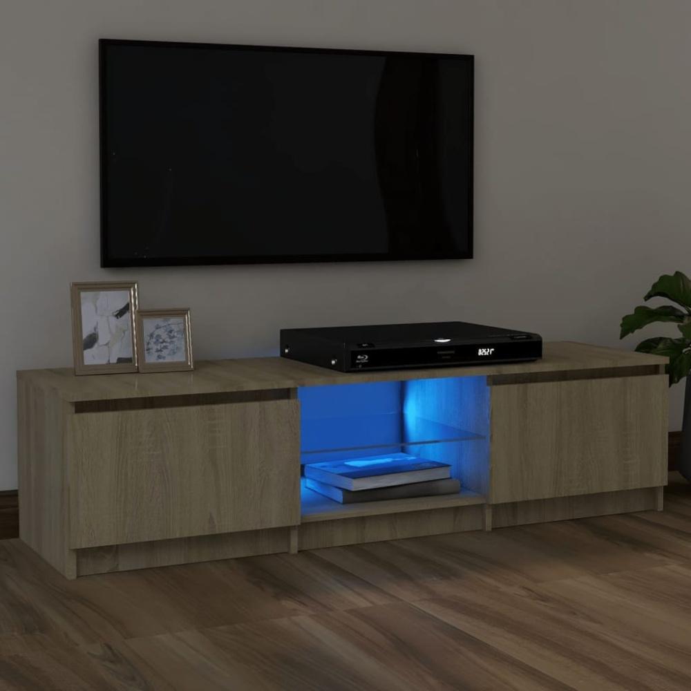 TV-Schrank mit LED-Leuchten Sonoma-Eiche 120x30x35,5 cm Bild 1