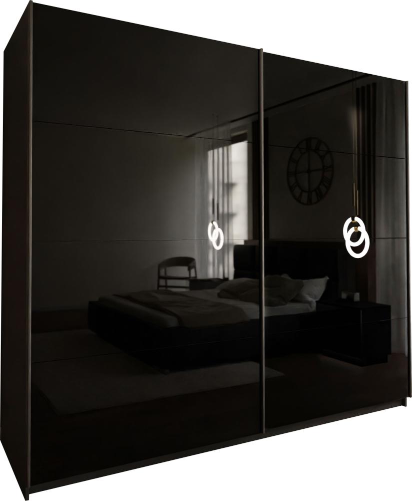 Domando Kleiderschrank Sila Modern für Schlafzimmer Breite 194cm, Schwebetüren, Hochglanz in Schwarz Matt und Schwarz Hochglanz Bild 1