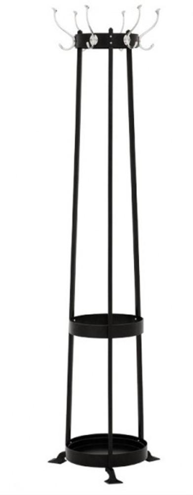 Casa Padrino Designer Luxus Garderobenständer inkl Schirmständer Circle Black - vernickeltes Aluminium - sehr edel Bild 1