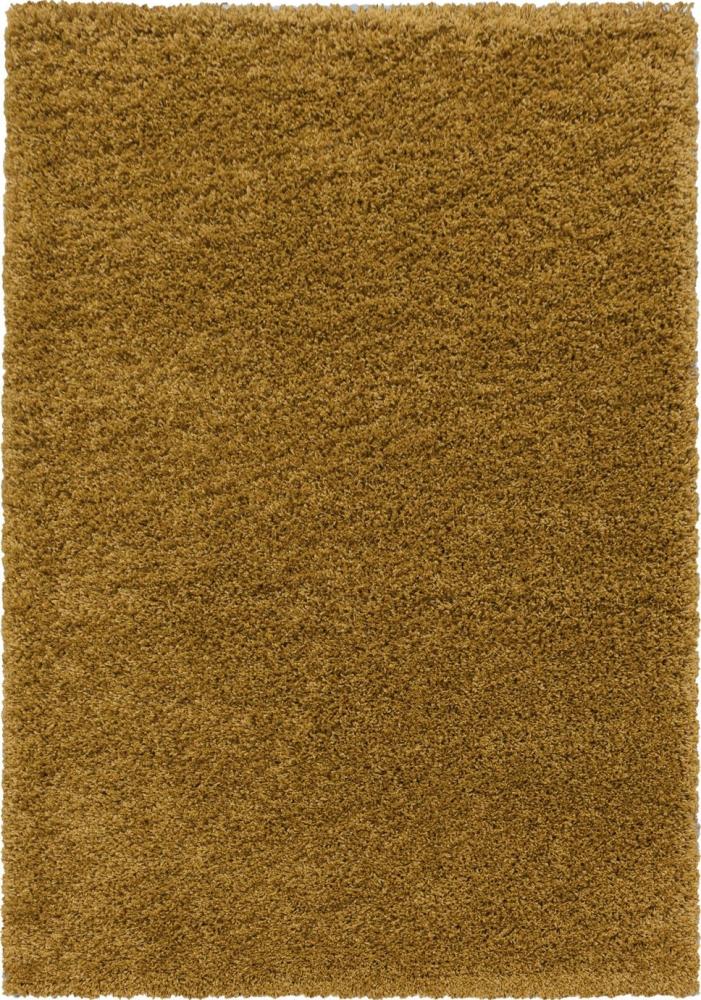 Hochflor Teppich Sima rechteckig - 240x340 cm - Goldfarbe Bild 1