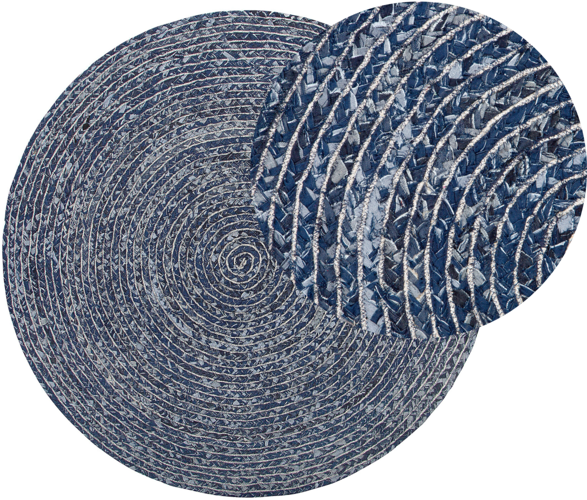 Teppich Baumwolle dunkelblau Jeans Optik ⌀ 140 cm BULUCA Bild 1