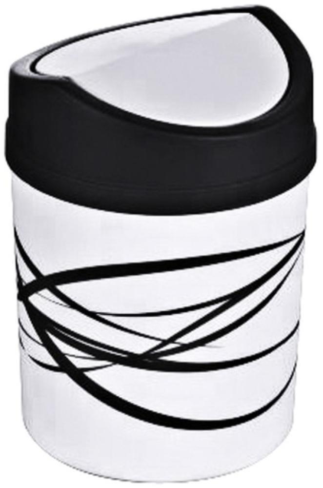 Contacto Tischabfallbehälter aus weißem Polypropylen mit Schwingdeckel, Durchmesser 12,5 cm Höhe 18 cm Volumen 1,8 Liter Bild 1
