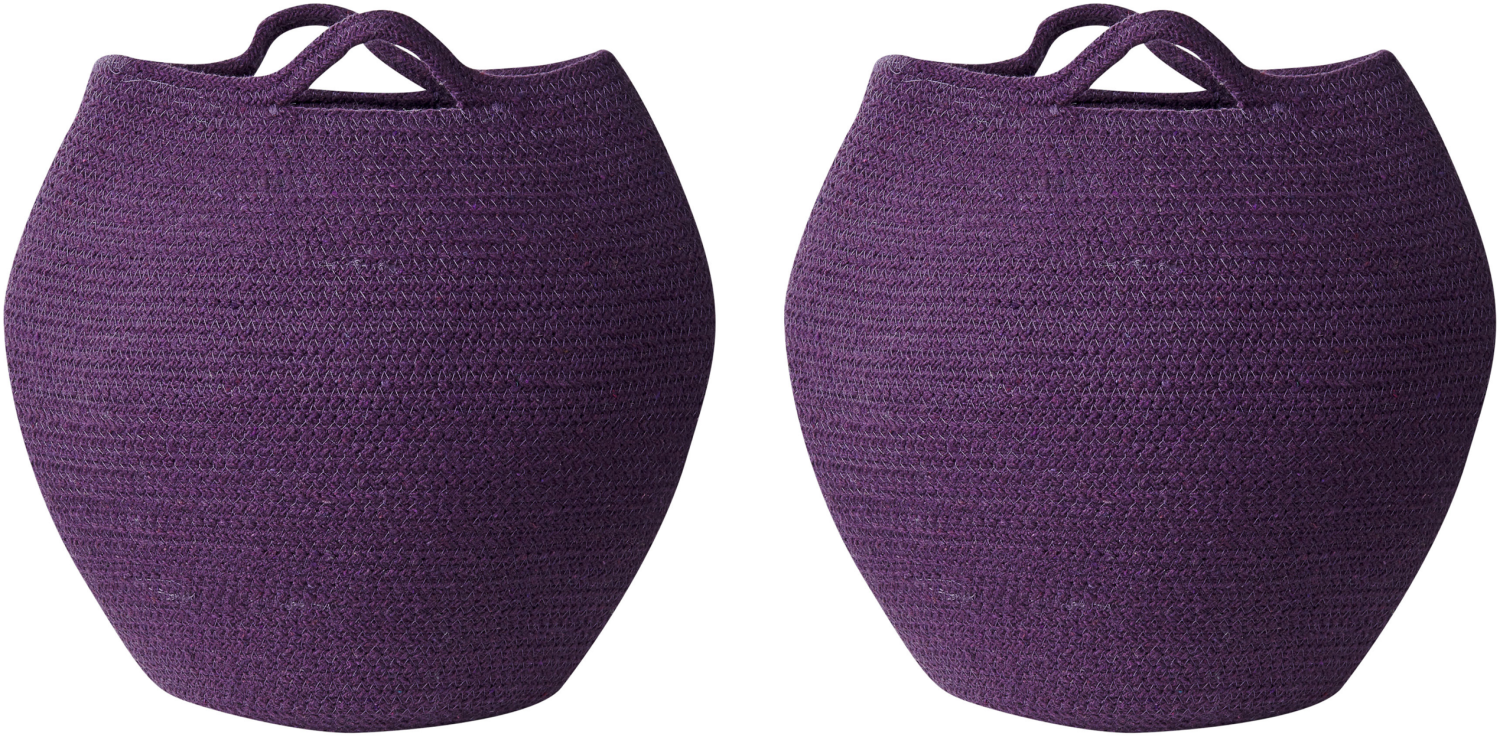 Textilkorb Baumwolle violett 2er Set PANJGUR Bild 1
