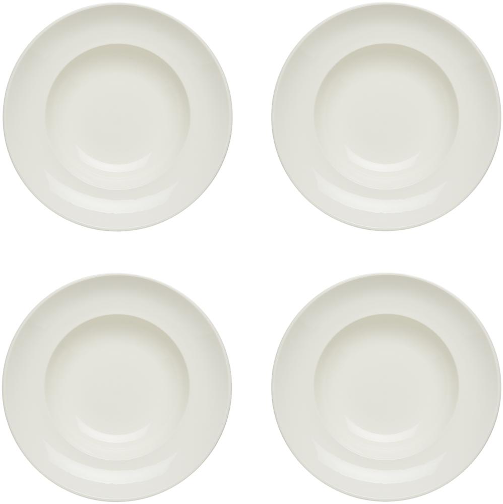 KHG 4er Set Pastateller, extra groß mit 30cm Durchmesser in weiß, perfekt für Gastro und Zuhause, hochwertiges Porzellan, Suppenteller, Salatteller, Spülmaschinengeeignet Bild 1