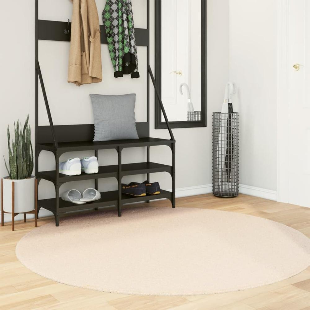 vidaXL Teppich HUARTE Kurzflor Weich und Waschbar Beige Ø 160 cm Bild 1